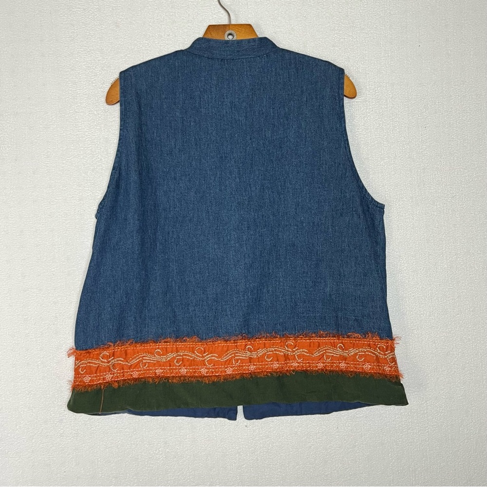 Orvis Embroiderd Jean Vest Button Up Vest Size L - Picture 4 of 6